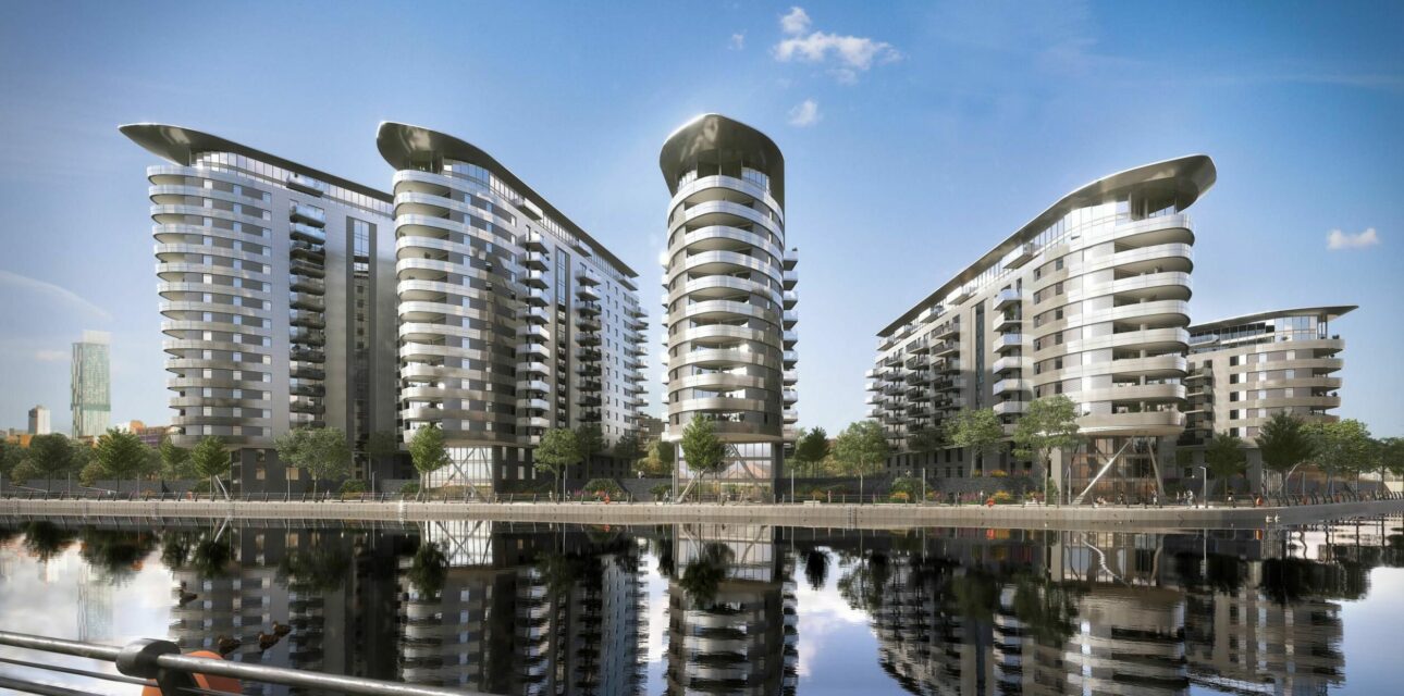 CGI image of Manchester Waters residential developments
